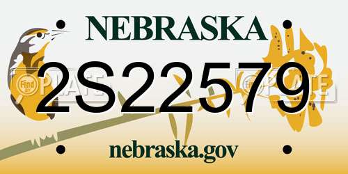 2S22579 Nebraska License Plate
