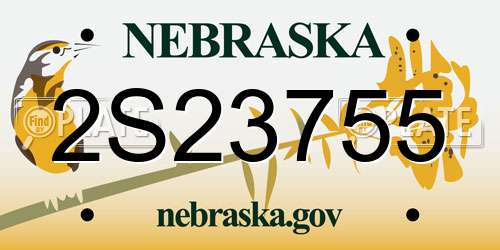 2S23755 Nebraska License Plate