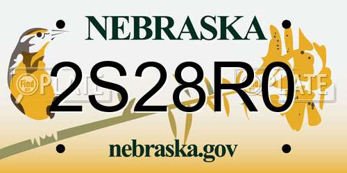 2S28R0 Nebraska License Plate