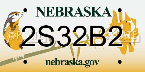 2S32B2 Nebraska License Plate