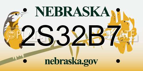 2S32B7 Nebraska License Plate