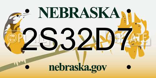 2S32D7 Nebraska License Plate