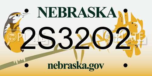 2S32O2 Nebraska License Plate