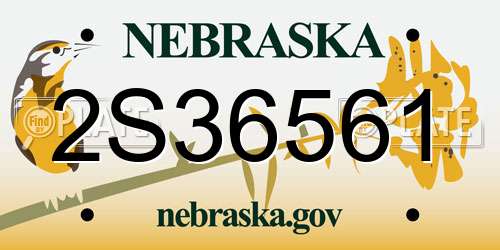 2S36561 Nebraska License Plate