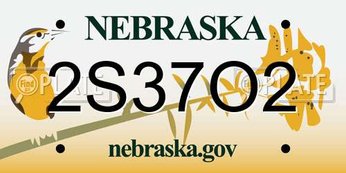 2S37O2 Nebraska License Plate