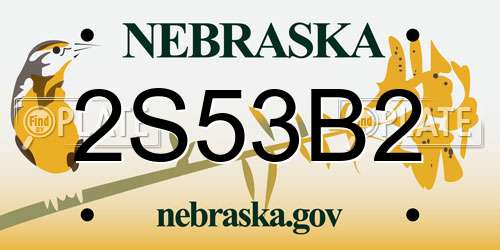 2S53B2 Nebraska License Plate