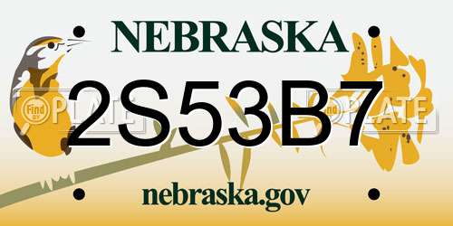2S53B7 Nebraska License Plate