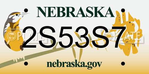 2S53S7 Nebraska License Plate