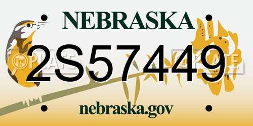 2S57449 Nebraska License Plate