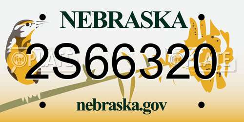 2S66320 Nebraska License Plate