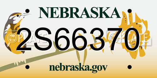 2S66370 Nebraska License Plate