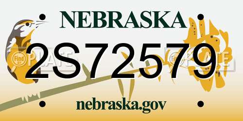 2S72579 Nebraska License Plate