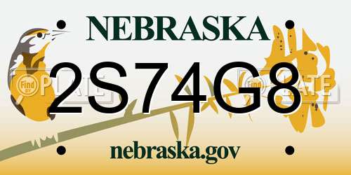 2S74G8 Nebraska License Plate