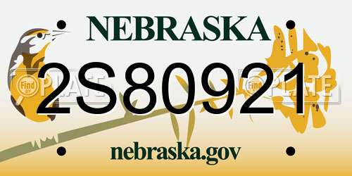 2S80921 Nebraska License Plate