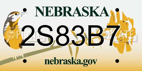 2S83B7 Nebraska License Plate