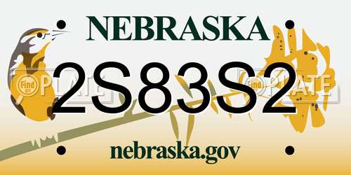 2S83S2 Nebraska License Plate