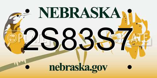 2S83S7 Nebraska License Plate