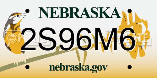 2S96M6 Nebraska License Plate