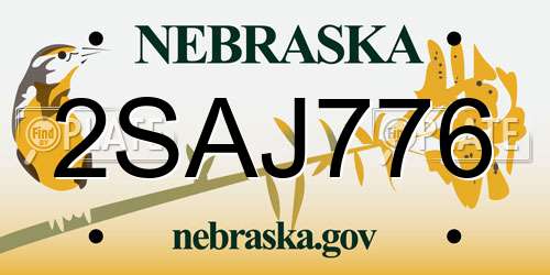 2SAJ776 Nebraska License Plate
