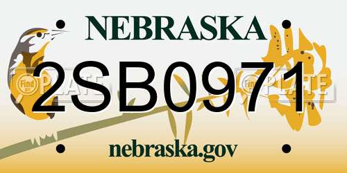 2SB0971 Nebraska License Plate