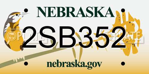 2SB352 Nebraska License Plate