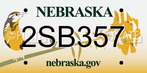 2SB357 Nebraska License Plate