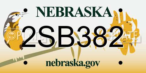 2SB382 Nebraska License Plate