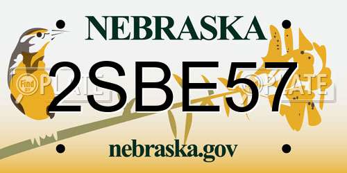 2SBE57 Nebraska License Plate
