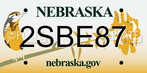 2SBE87 Nebraska License Plate