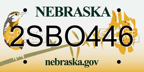 2SBO446 Nebraska License Plate