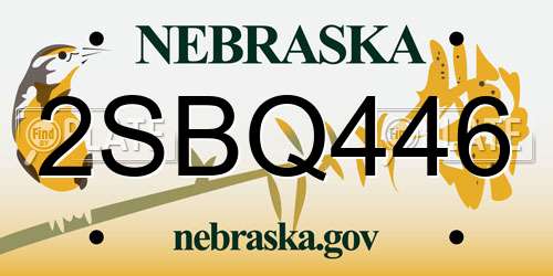 2SBQ446 Nebraska License Plate