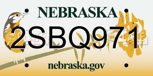 2SBQ971 Nebraska License Plate