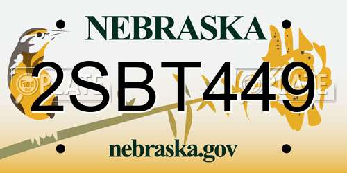 2SBT449 Nebraska License Plate
