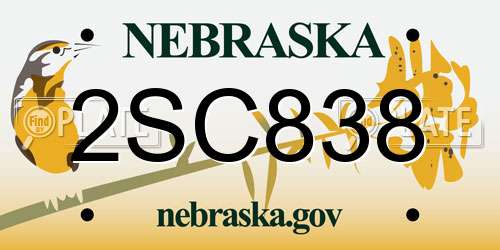 2SC838 Nebraska License Plate