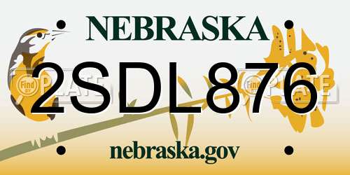 2SDL876 Nebraska License Plate