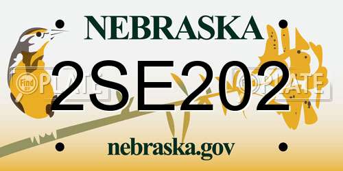 2SE202 Nebraska License Plate