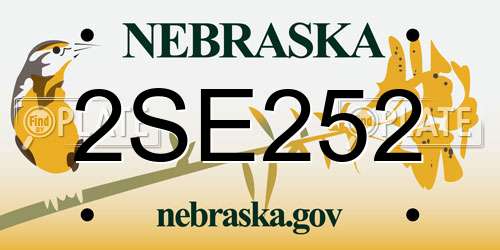 2SE252 Nebraska License Plate