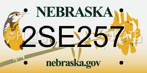 2SE257 Nebraska License Plate