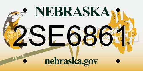 2SE6861 Nebraska License Plate