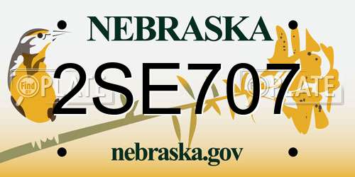 2SE707 Nebraska License Plate