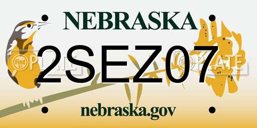 2SEZ07 Nebraska License Plate