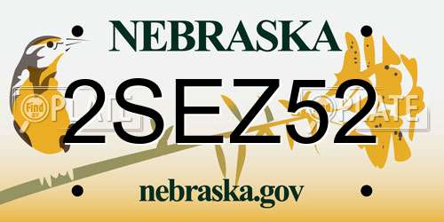 2SEZ52 Nebraska License Plate