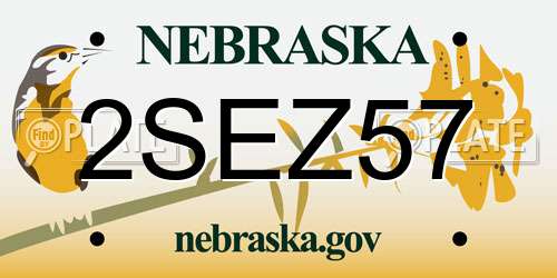 2SEZ57 Nebraska License Plate