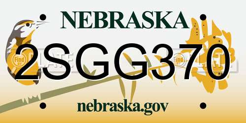 2SGG370 Nebraska License Plate