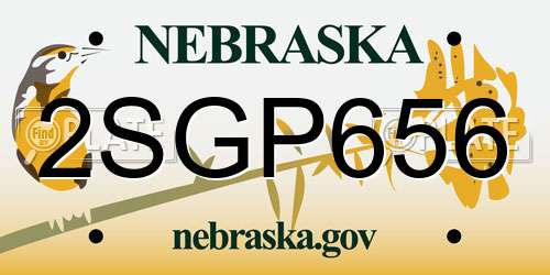 2SGP656 Nebraska License Plate