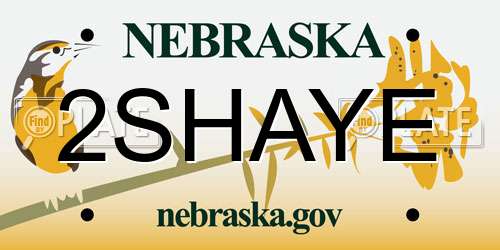 2SHAYE Nebraska License Plate