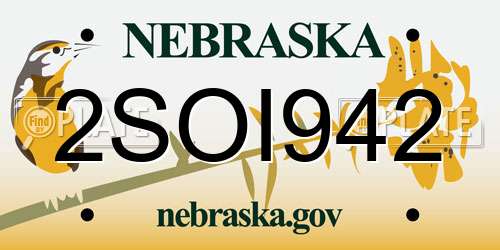 2SOI942 Nebraska License Plate