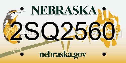 2SQ2560 Nebraska License Plate