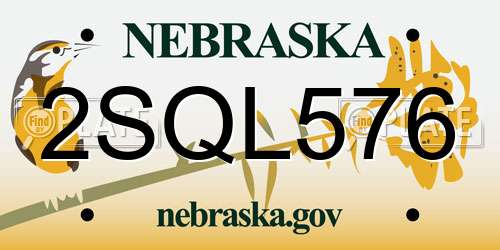 2SQL576 Nebraska License Plate