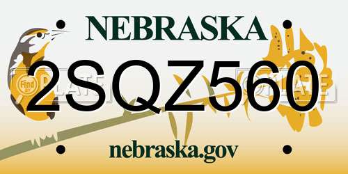 2SQZ560 Nebraska License Plate